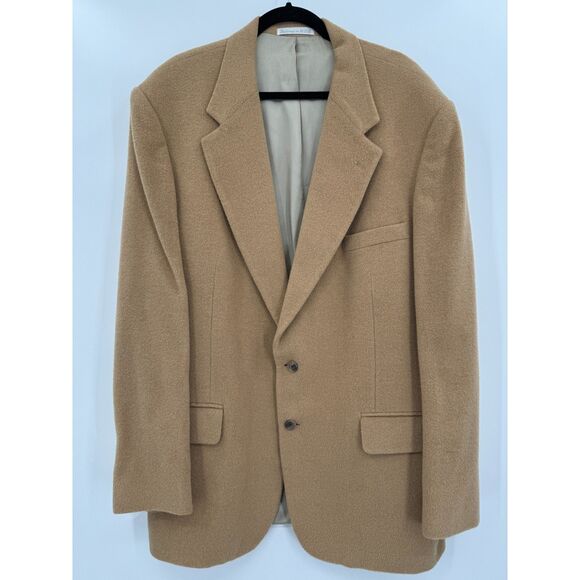 CLUB ROOM Vintage 100% Camel Hair Tan 2 Button Blazer Jacket Size 44L Long - Picture 1 of 8